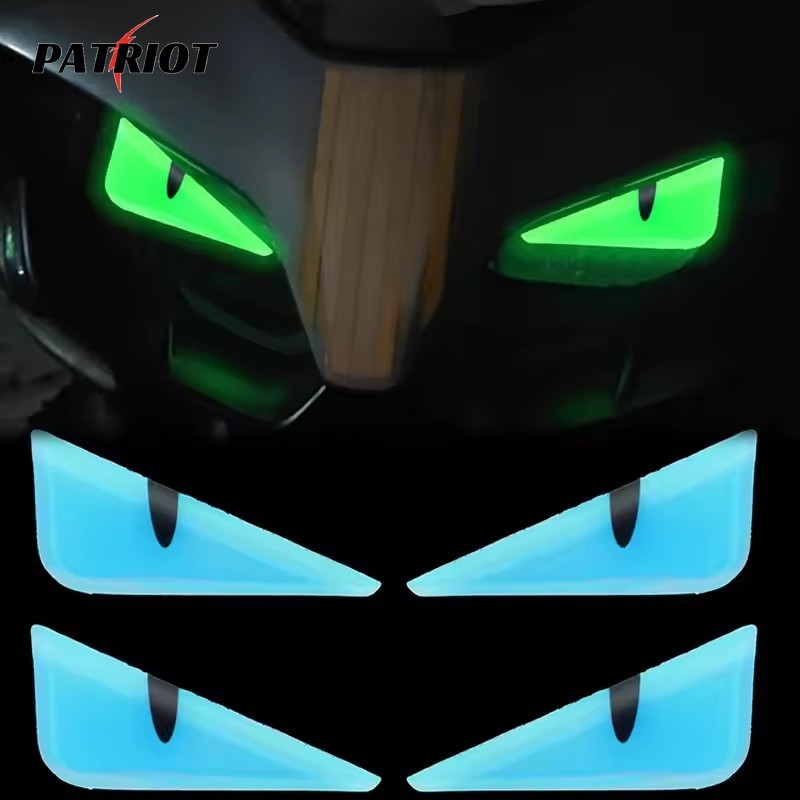 1/2/3pcs 3D Night Light Devils Eye Sticker - Motorcycle Safety Warning Decal - Blue Green Demon Eyes - Dazzle Colour Luminous Car Decors - Self-Adhesive, กันน้ํา, Creative