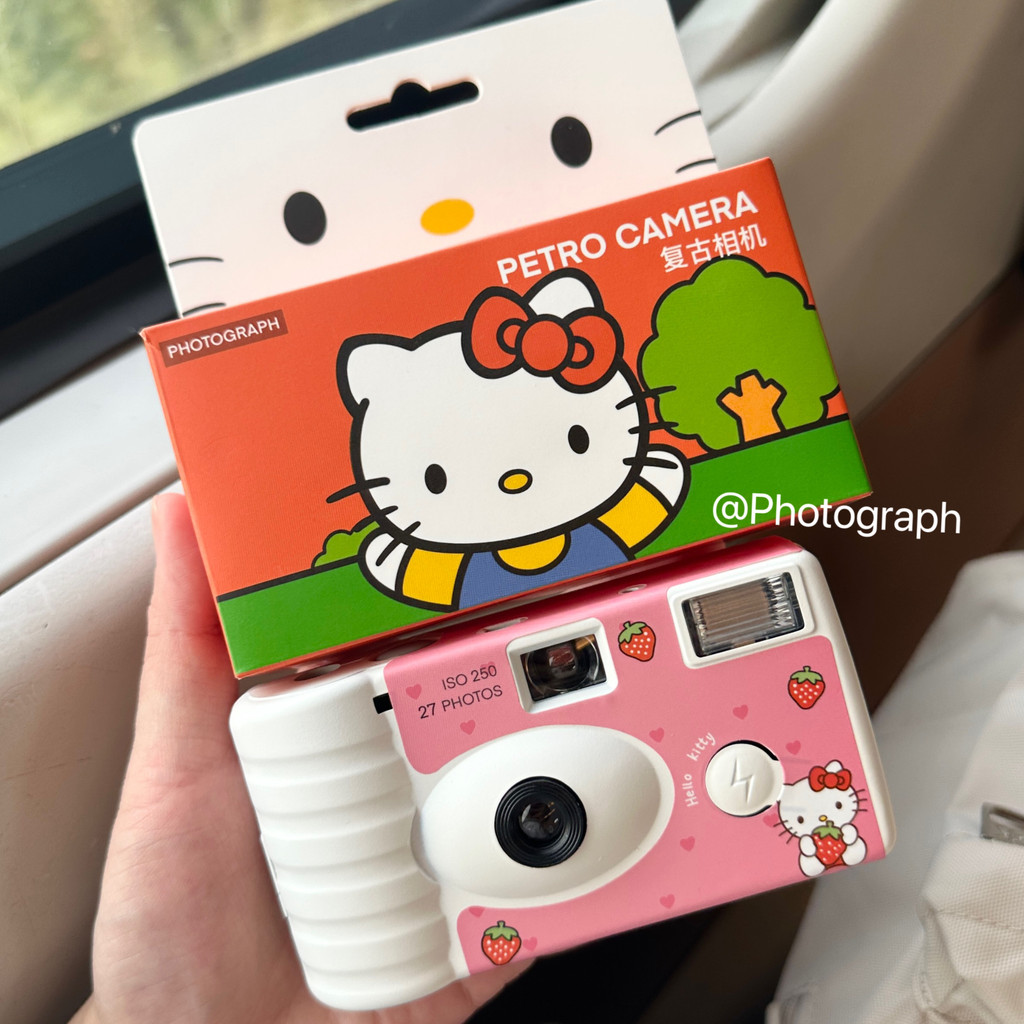 [กล้องฟิล์ม] Hellokitty ฟิล์มกล้องฟิล์มแบบใช้แล้วทิ้ง กล้อง Pointy สีสันสดใส พร้อมสาวของขวัญวันเกิดแฟลช