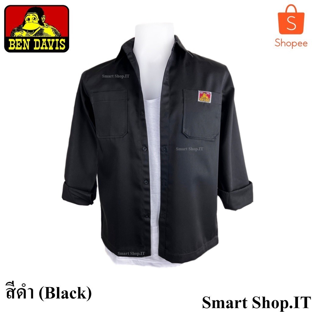 เสื้อเชิ้ต BEN DAVIS แขนยาวผู้ชาย เสื้อเชิ้ตเบนเดวิส แขนยาวคอปก Ben Davis Work Shirt วินเทจ ใส่ทำงาน
