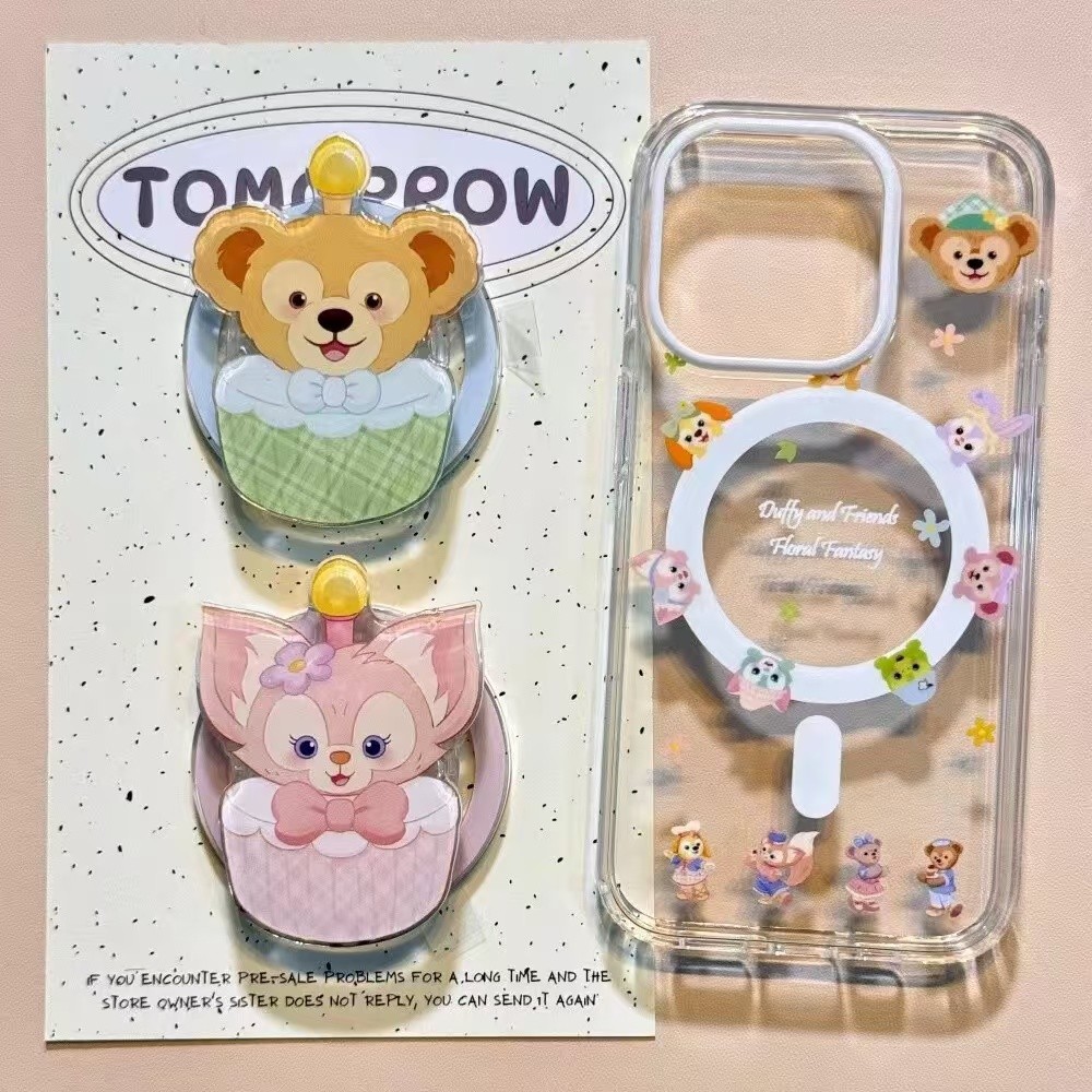 น่ารัก Lingna Belle Duffy Bear Bracket เหมาะสําหรับ s25 +/ s24/s23/s22/S21 เคสโทรศัพท์โปร่งใสNote20/S21 FE Simple s23/22 + Disney s21/20