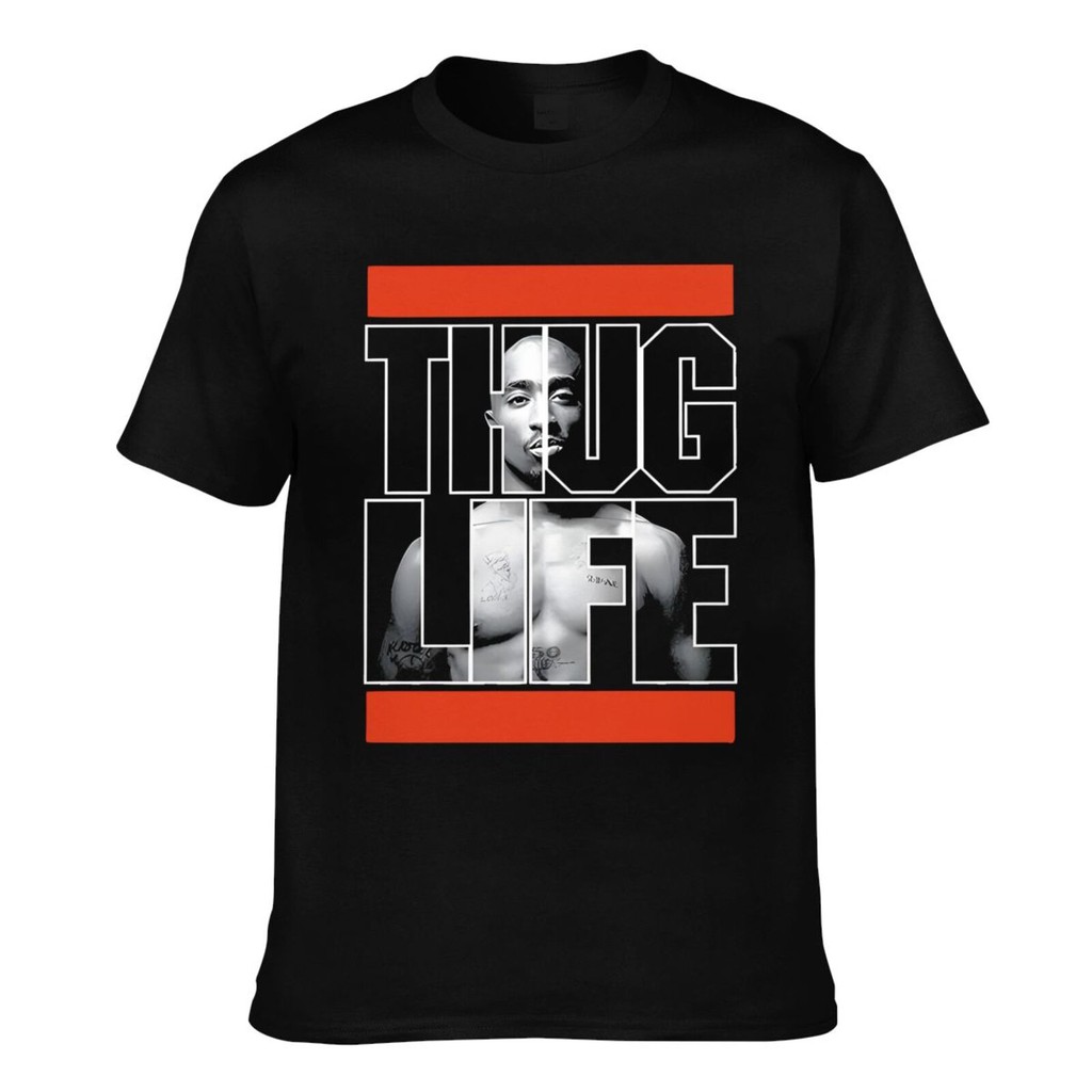 คุณภาพดี Tupac 2Pac Thug Life Rap Pure Cotton Mens T-Shirt