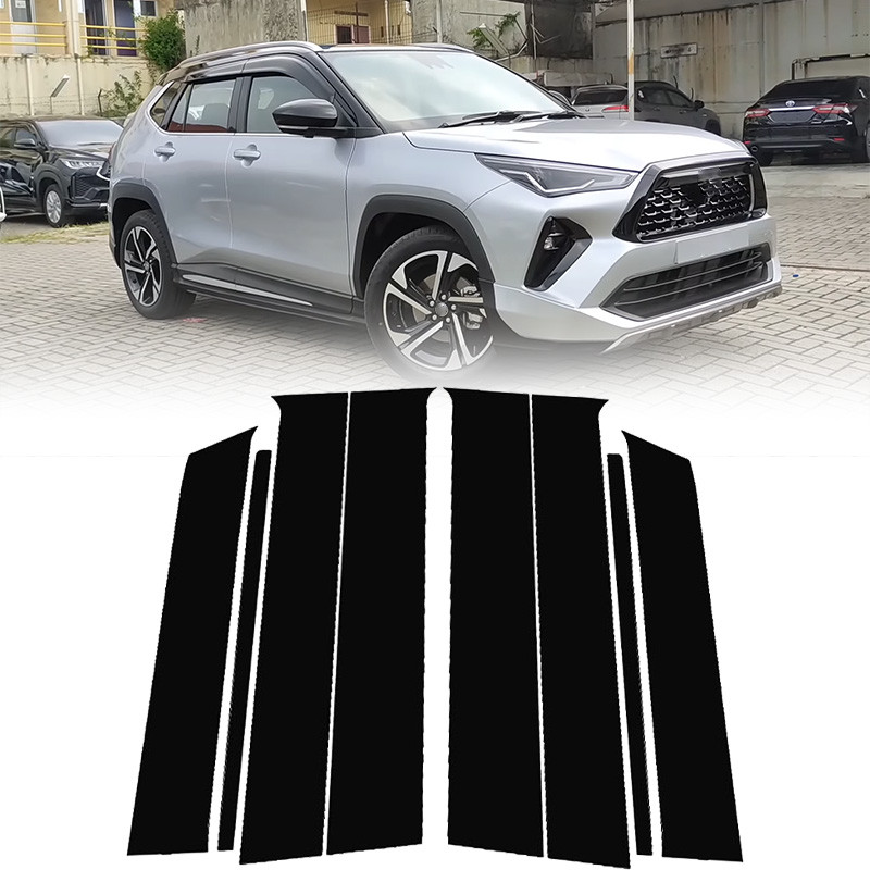 8 ชิ้นสําหรับ Toyota Yaris Cross AC200 2023-2025 รถเงิน BC เสาโพสต์ฝาครอบ Trim Auto หน้าต่างประตูคอลัมน์สติกเกอร์จัดแต่งทรงผม