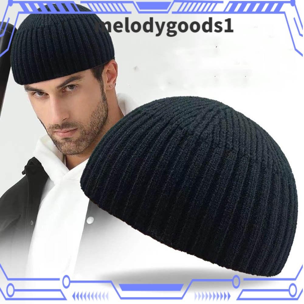 MELODYGOODS1 หมวกถักนิตติ้ง, Brimless Keep Warm Vintage Dome Hat, Street Elastic Solid Color Melon Beanie Cap Winter