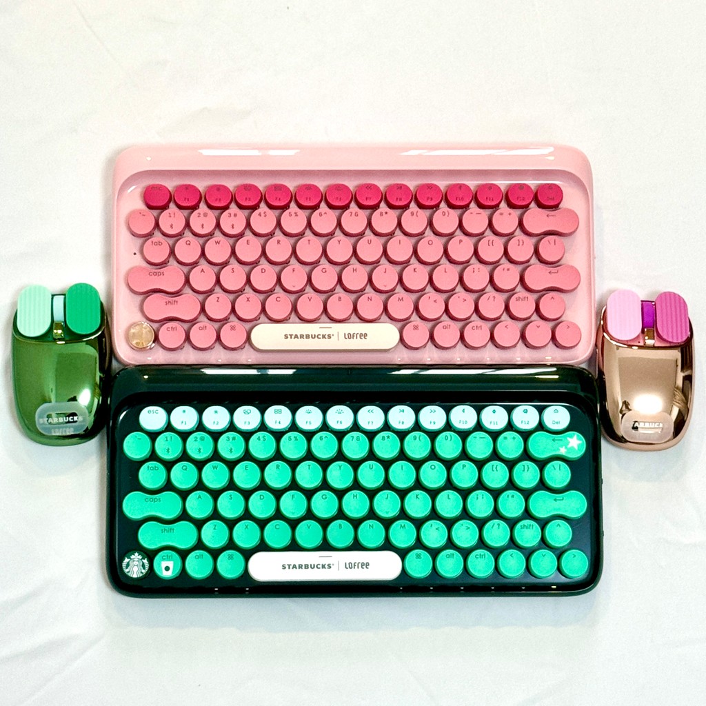 Starbucks Lofree Mouse Keyboard Lofree Potato Chips ลิปสติกเครื่องคิดเลขเครื่องกล Rose Gold บลูทูธไร