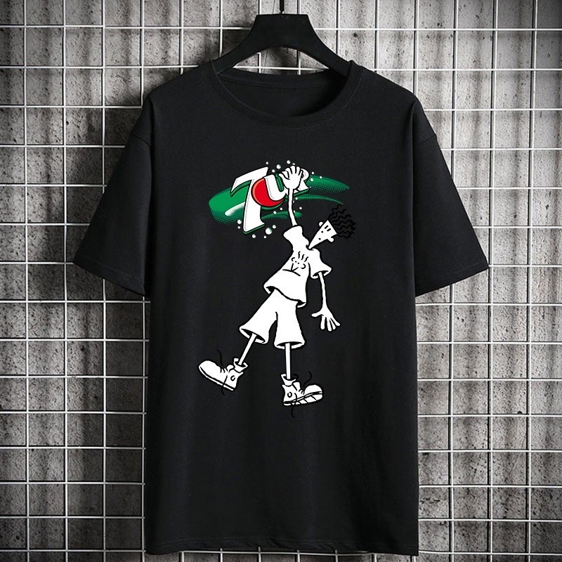 Pepsi 7Up เสื้อยืดแขนสั้นโลโก้ Fido o ย้อนยุคฤดูร้อนขนาดบวกผู้ชาย S-5XL ขนาดเต็ม