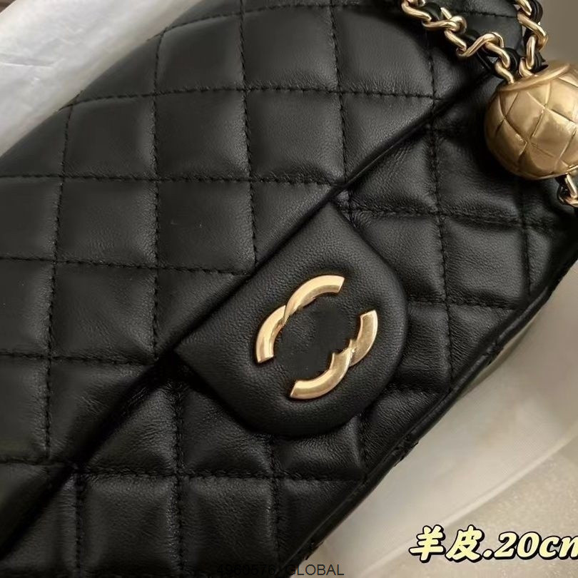 Golden Ball Square Fat Leather New Diamond Shoulder Bag หนังแกะ Messenger Bag All-Match Small Golden