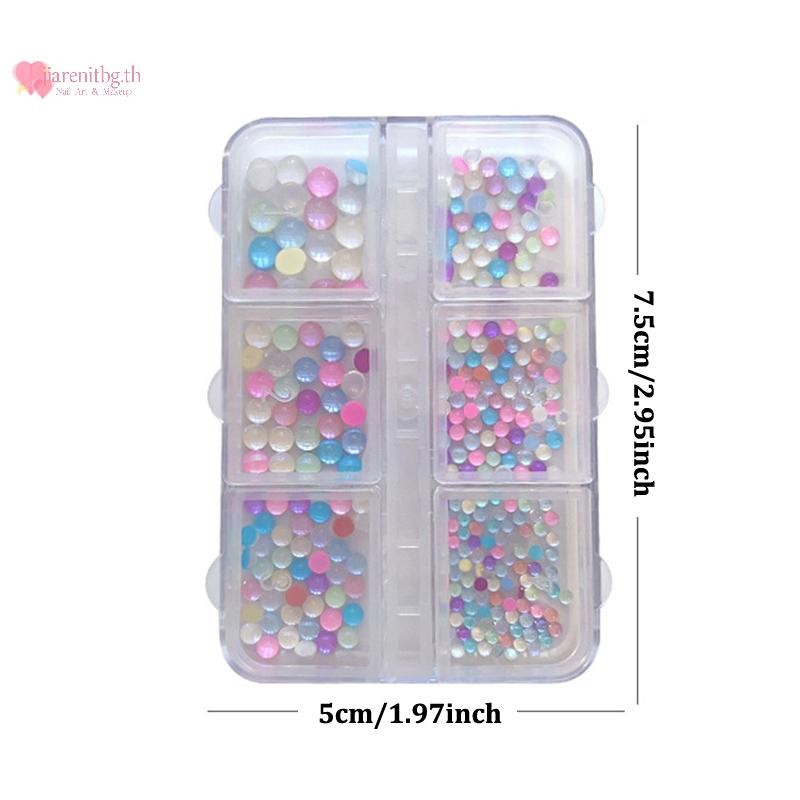 RENBG สีสัน Mermaid Bubble ลูกปัดครึ่งรอบด้านล่างแบนเงา Aurora ขนาดผสมสี Candy Nail Art อุปกรณ์เสริมตกแต่งเล็บ TH ราคา ถูกที่สุด ดีลบีเคเค แกลเลอรีภาพที่ 5