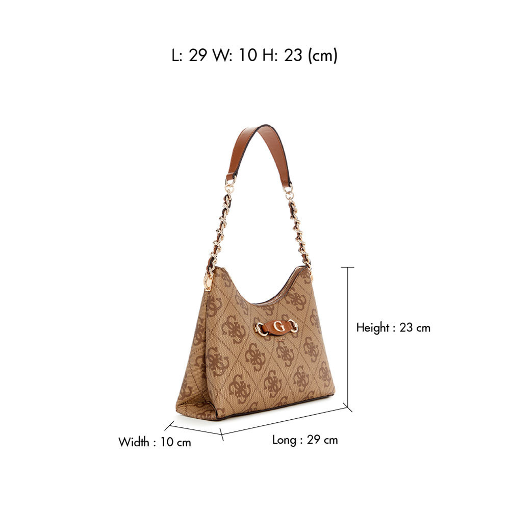 GUESS กระเป๋า รุ่น OS865401 IZZY TOP ZIP SHOULDER BAG สีน้ำตาล