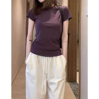 Women's T-shirt 2025 Summer Women's New Fashionable Casual Round Neck Short sleeved Top