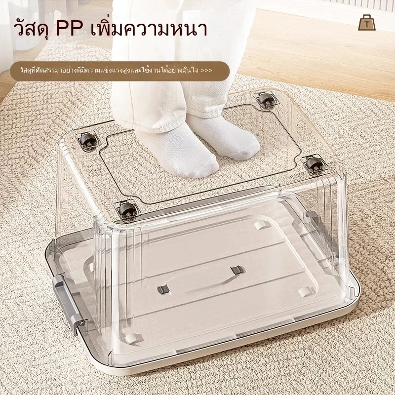 กล่องเก็บของ กล่องพลาสติก 60/80/100/300 ลิตร มีล้อ สีโปร่งใส ใช้เก็บของ เก็บเสื้อผ้า แบบอเนกประสงค์ thumbnail 5