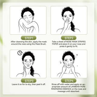 LANBENA Nose Plant Pore Strips 3g+3Pcs สติกเกอร์ลดสิวเสี้ยน กำจัดสิวเสี้ยนรูขุมขนอุดตัน บำรุงรูขุมขน ผลิตภัณฑ์ดูแลจมูก