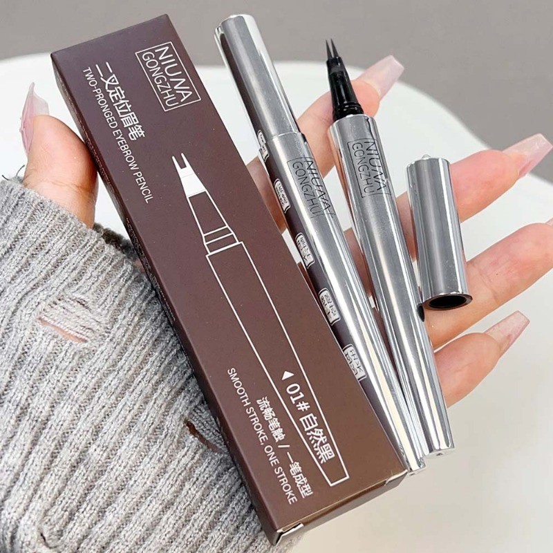 2 Forks Tip Eyebrow Pencil - Ultra-fine Liquid Brow Pencil - Eyeliner Silkworm Brow Pen - ติดทนนาน กันเหงื่อ กันน้ํา - Eye Brow Tint Pencil - Eyes Makeup - รูปที่ 7