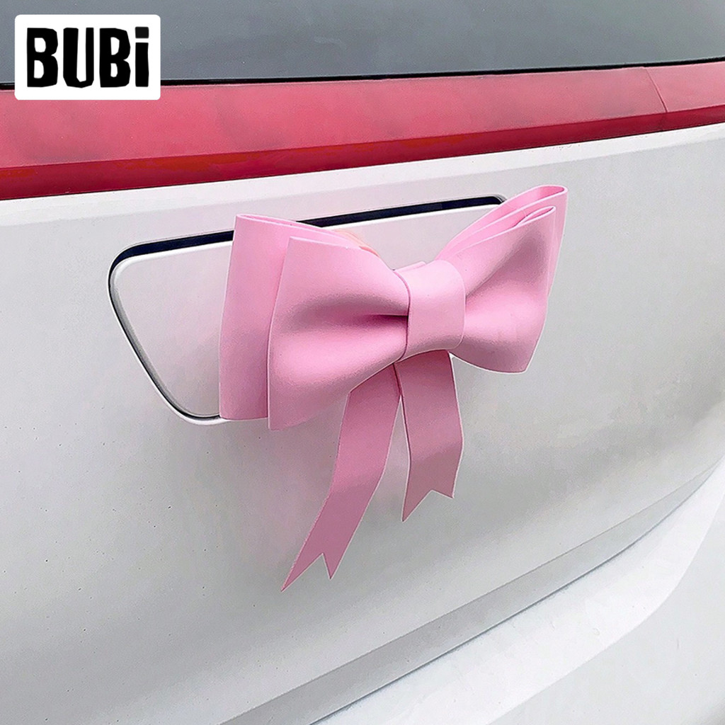 สติกเกอร์ติดรถแบบโบว์สีชมพูน่ารักสำหรับผู้หญิง เด็กผู้หญิง ของตกแต่งแบบสากลพร้อมสติกเกอร์รูปสปริงสำหรับตกแต่งด้านหลังรถยนต์ภายนอก