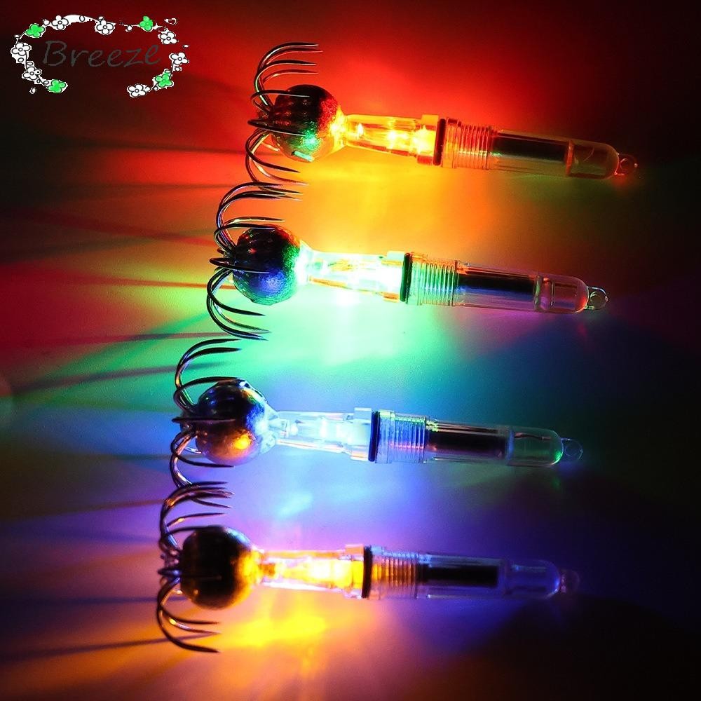 BREEZE ไฟล่อ LED พร้อมตะขอ, โคมไฟโปรเจคเตอร์ตกปลาใต้น้ําแบบหล่นลึกรูปเพชร, ตะขอปลาหมึกตกปลาช้อนเบสสีสันสดใส