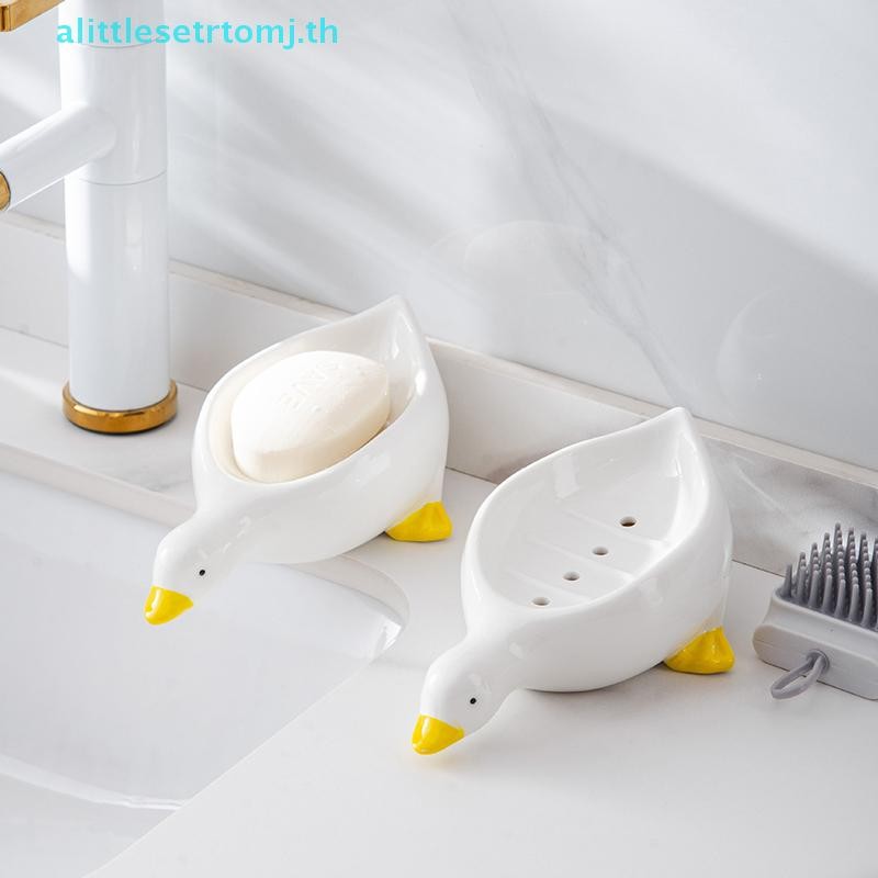 Alittlese 1PC เป็ดสีเหลืองรูปร่างกล่องสบู่การ์ตูนจานสบู่ Drainable ที่วางสบู่คอนเทนเนอร์สบู่จานสบู่สําหรับถาดอุปกรณ์ห้องน้ํา TH