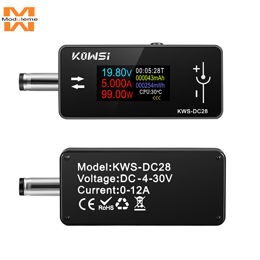 KWS-DC28 DC4 ~ 30V 0 ~ 12A 0.96 นิ้ว TFT HD จอแสดงผลดิจิตอล DC5.5*2.5 เครื่องทดสอบอินเทอร์เฟซแรงดันไ