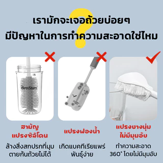 แปรงล้างแก้วซิลิโคน ด้ามยาวนุ่ม ยืดหยุ่น 360° สำหรับขวดน้ำ ฝาแก้ว หม้อ ถ้วย ล้างง่ายไม่เป็นรอย