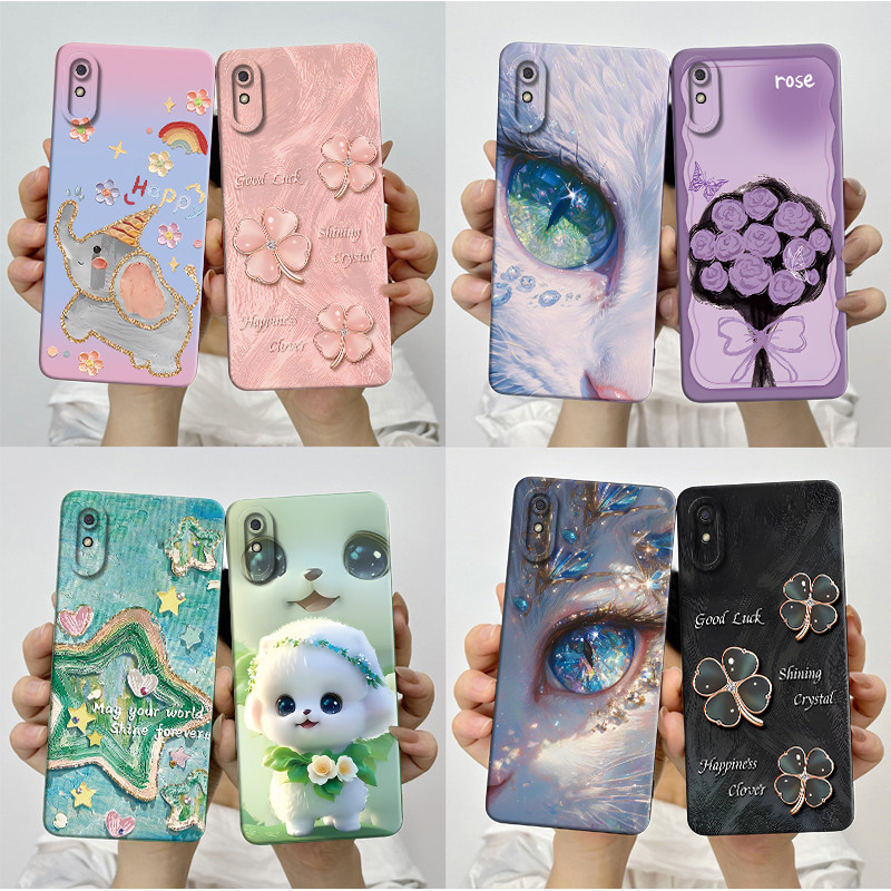 เคสสําหรับ Xiaomi Redmi 9A / Redmi 9AT / Redmi 9i ปลอกกันกระแทกกันชนความงามสวยผีเสื้อดอกไม้ซิลิโคนอ่อนนุ่ม TPU Cover
