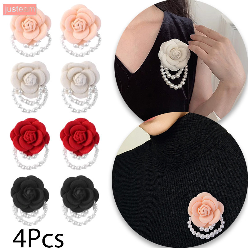 1/2/4ชิ้นวินเทจผู้หญิงสไตล์ ดอกเคมีเลีย เข็มกลัดสําหรับเข็มกลัดผู้หญิง- หลากสี หรูหราผ้าขนสัตว์ผ้าพู่เข็มกลัด