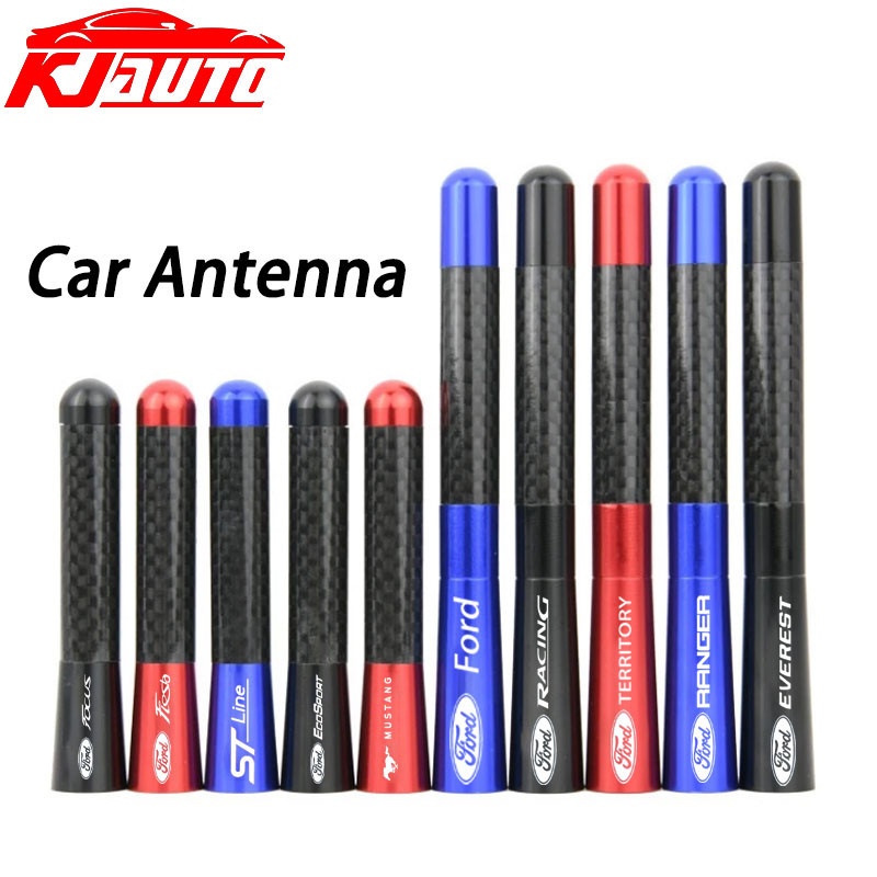 12 ซม.Ford เสาอากาศรถยนต์คาร์บอนไฟเบอร์วิทยุ FM Antena ชุดสีดําสําหรับ Ford Fiesta Ranger T6 T7 T8 T9 Focus Territory Everest Ecosport Ka Fusion Raptor Escape อุปกรณ์เสริม