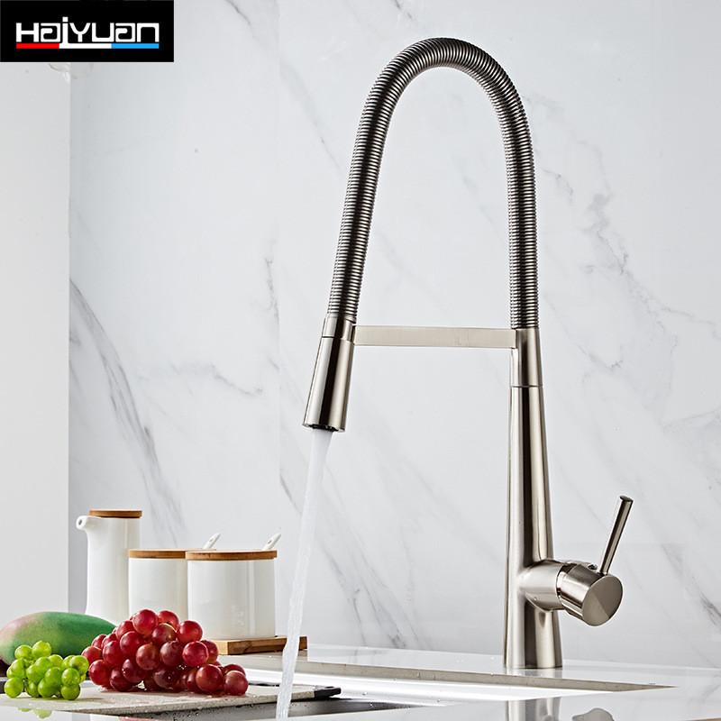 Copper Brushed Kitchen Spring Faucet Wrench Washing Kitchen Sink Kitchen Faucet