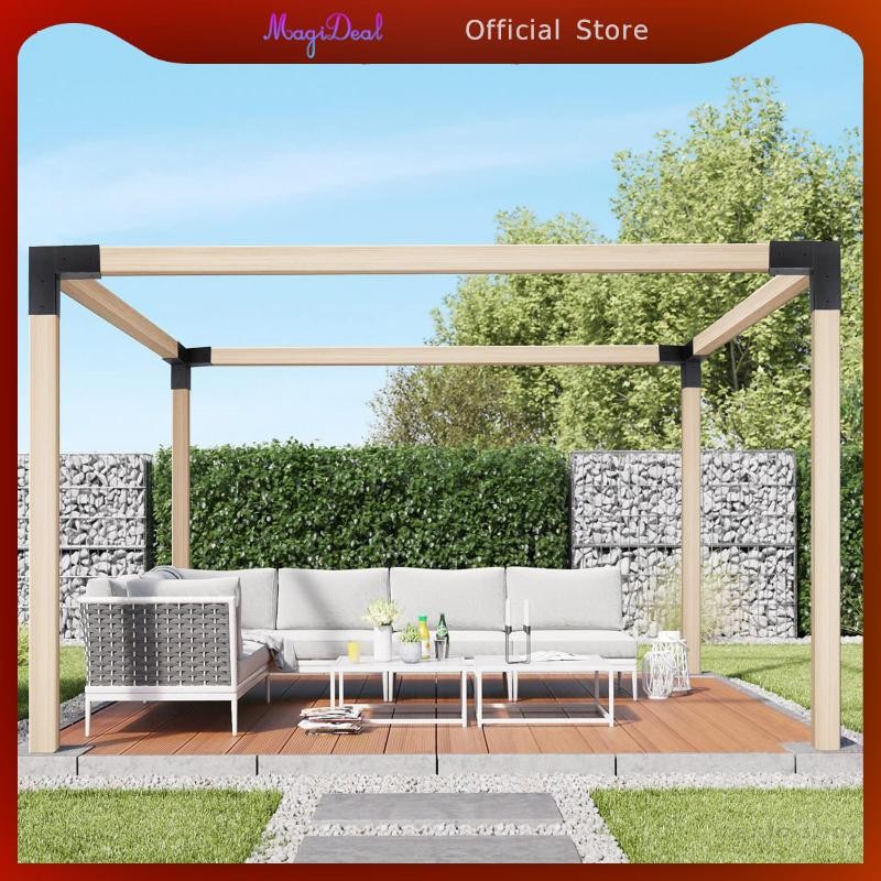 MagiDeal 4 ชิ้น Pergola Brackets คานไม้เสริมพรีเมี่ยม 4x4 Pergola ชุด DIY ไม้ Pergola วงเล็บฐานชุดสํ