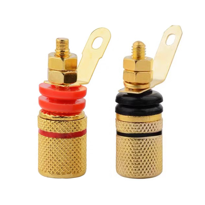 Gold Plated Amplifier ลําโพง Terminal Binding Post Banana Plug Socket Connector 4mm Banana Plug