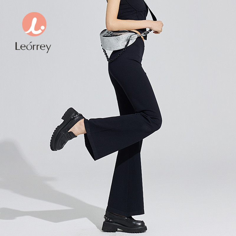 Leorrey-กางเกงกีฬา กางเกงขายาวสีบาน กางเกงโยคะ แสดงผอม วินเทจ กระสุนสูง