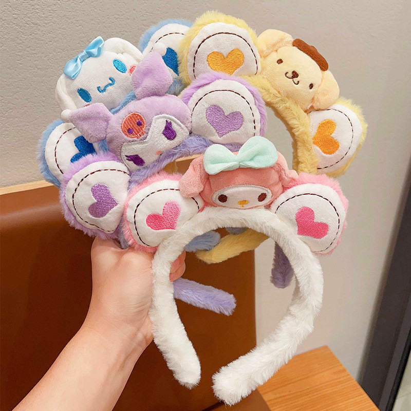 Kawaii Sanrio Kuromi My Melody Cinnamonroll ตุ๊กตาแถบคาดศีรษะเด็กน่ารักหวานผม Hoop สาวอุปกรณ์เสริมผม