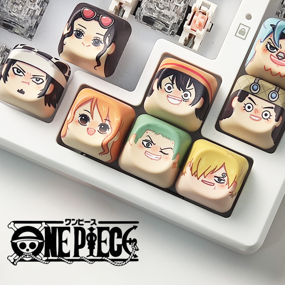 MAIMOOO Zoro Keycap PBT 14pcs MOA โปรไฟล์ Robin Sanji Chopper Usopp Jinbe BROOK Law Ace Nami Luffy อะนิเมะ Keycap สร้างสรรค์น่ารักการ์ตูน DIY One Piece Keycap