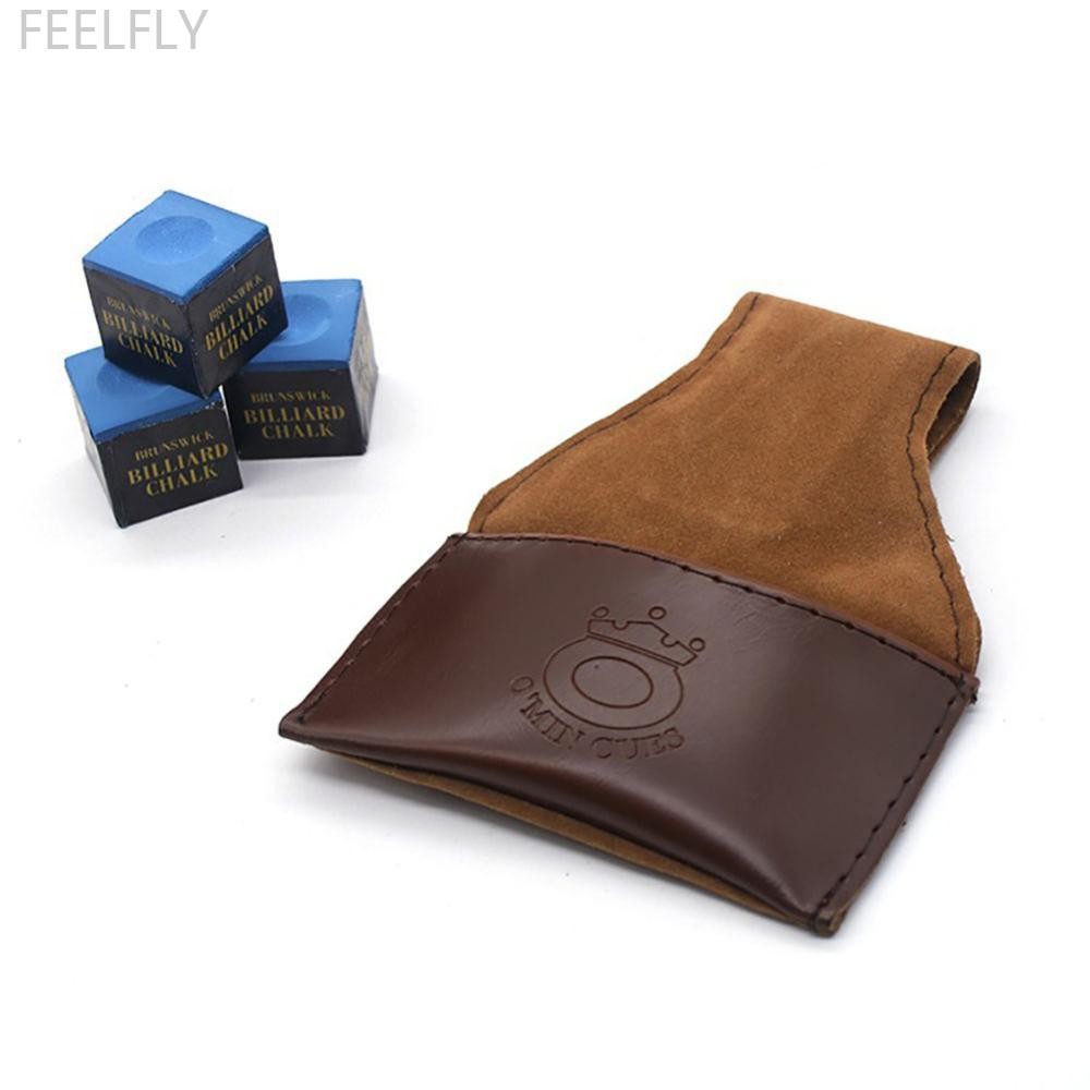 Feelfly 1 PC PU หนังชอล์กกระเป๋าเก็บซับสําหรับสแควร์รอบชอล์กบิลเลียดอุปกรณ์ E7J3