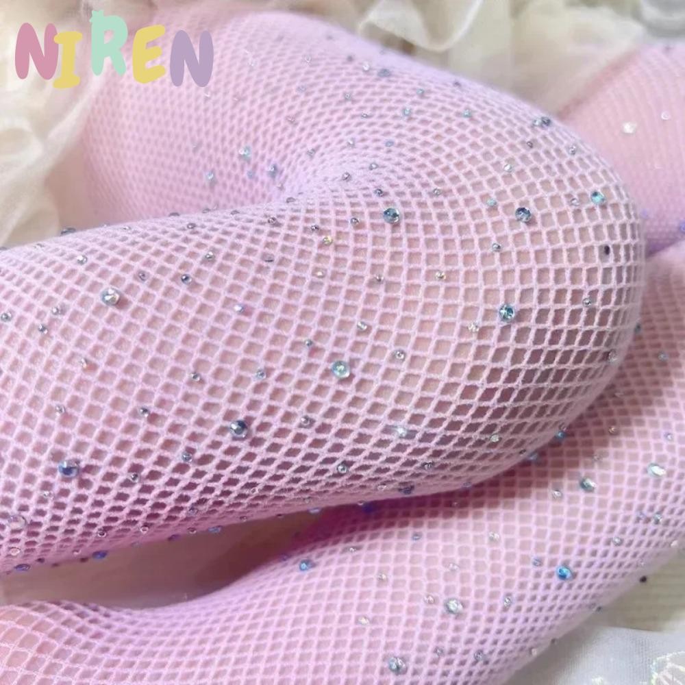 Niren Fish ,ถุงน่องตาข่ายเลื่อม,ถุงน่องสีเจาะจุดแฟชั่น 7-12 ปี