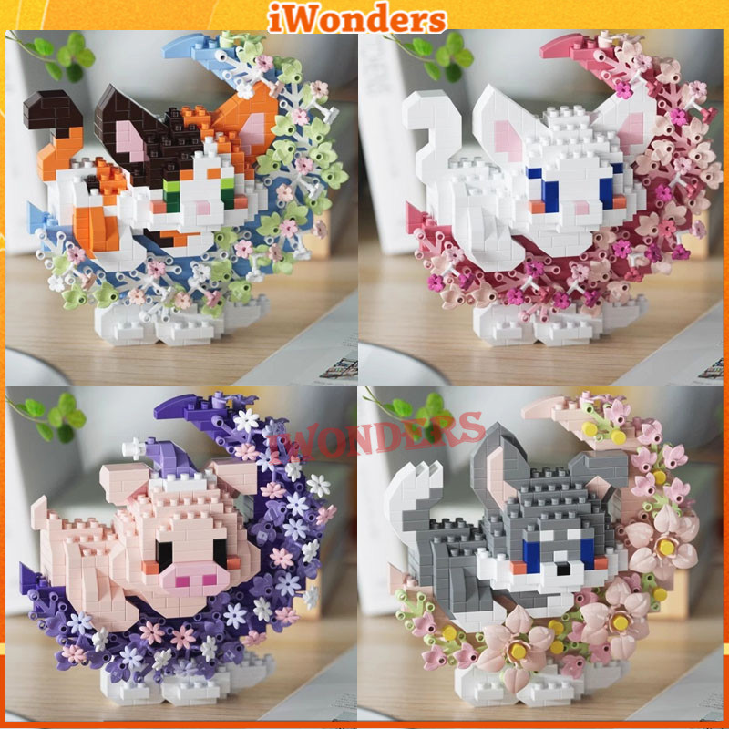 SANRIO ซานริโอ คุโรมิ ซินนามอนโรล หมีแพนด้า แมวเมาส์สัตว์ขนาดเล็กรุ่นอาคารบล็อกของเล่นเครื่องประดับตกแต่งบ้านของขวัญเด็กน่ารัก