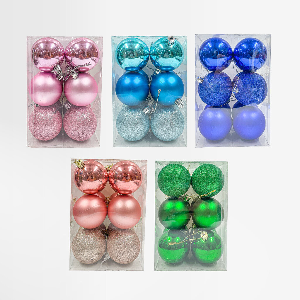 บอลตกแต่ง คละแบบ ตกแต่งเทศกาล Christmas (6/8 cm.)