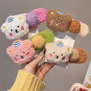 Snow Bear กิ๊บติดผมตุ๊กตาน่ารักสําหรับผู้หญิงด้านหลังศีรษะคลิปขนาดใหญ่ Headwear Duckbill คลิป