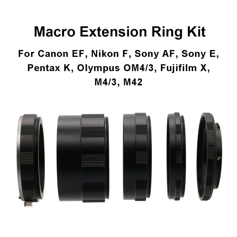 Macro Extension Tube Ring Kit for Canon EF ,Nikon F ,Sony AF ,Sony E ,Pentax K ,M4/3 ,Olympus 4/3  ,