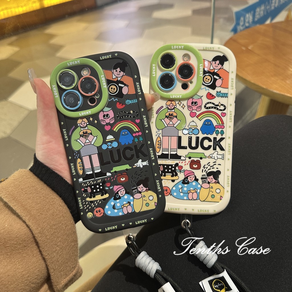 SAMSUNG สําหรับsamsung A16 A06 A35 A25 A15 A05 A03 A04s A12 A13 A23 M12 4G A51 A52 A52s A53 A54 A55 A73 5G Lucky Girlsรวมทุกอย่างกรณีเลนส์ฝาครอบโทรศัพท์นุ่ม