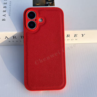 สีแดง PU หนัง Slim สําหรับ iPhone 16 16Pro 16Plus 16Promax 15 15Pro 15plus 15Promax 14 14Pro 14Promax 13Pro 13Promax 13mini 17 12Promax 11 11Pro X 8P Xr Xsmax 12Pro