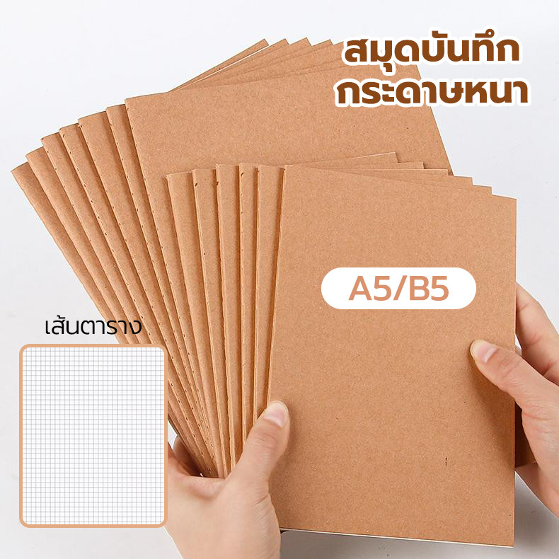 สมุดโน้ต ปกน้ำตาล A5 B5  (36 แผ่น/เล่ม)  สําหรับไดอารี่/สัมมนา/อบรม ราคาถูก