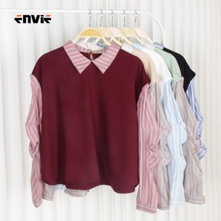ENVIE ELFY Sweatshirt Vest Collar Striped
