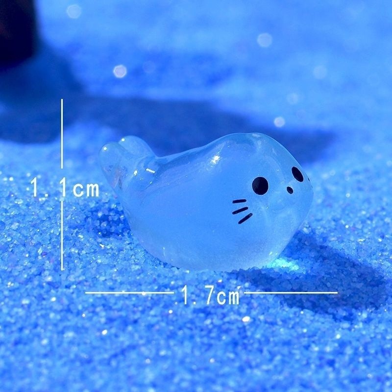 8/12/24/48pcs Kawaii Luminous Mini Seal Pup เรซิ่นเรืองแสงในเวลากลางคืน Marine สัตว์ Figurines เครื่องประดับ Fairy Garden DIY อุปกรณ์เสริม [คลังสินค้าพร้อม]