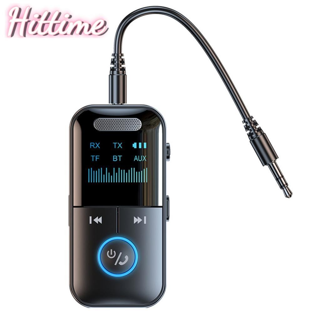 Hittime บลูทูธ 5.4 ตัวรับสัญญาณเครื่องส่งสัญญาณ 3.5 มม.AUX Audio Receiver รองรับ TF Card อะแดปเตอร์เสียงไร้สายพร้อมไมโครโฟน LED จอแสดงผลดิจิตอล G1I7