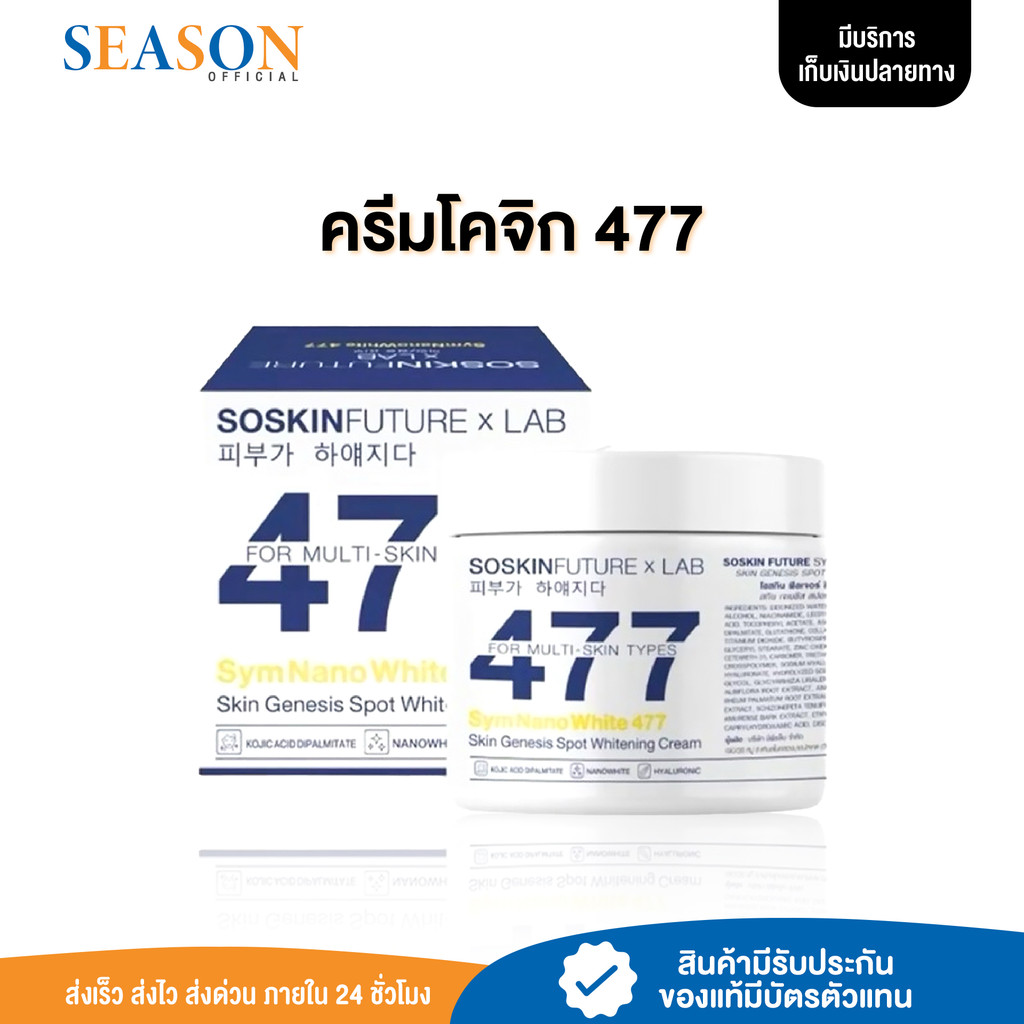 [ลด50%+จัดส่งฟรี] ครีมโคจิก477 SOSKIN Future x Lab 477 ครีมทาผิว สูตรเข้มข้น เนื้อบางเบา ซึมไว