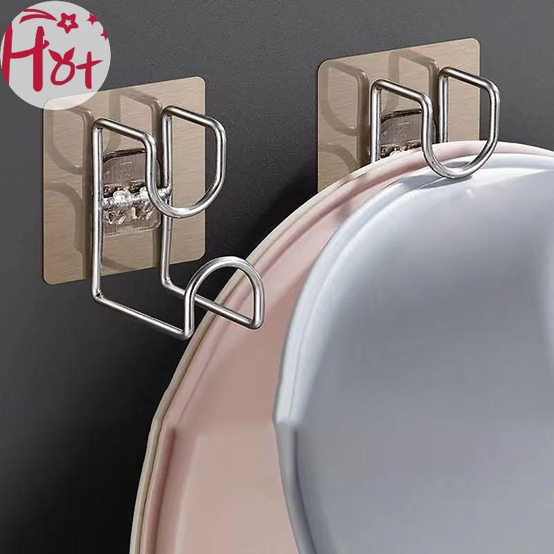 Ge Punch-ฟรีเหนียวห้องน้ําห้องครัว Traceless อ่างล้างหน้าตะขอประหยัดพื้นที่ Organizer Wall Mount Hook กาวชั้นเก็บสแควร์