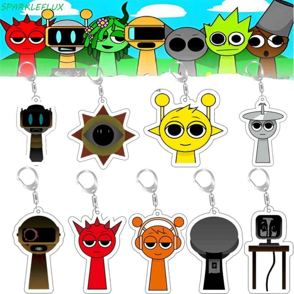 Sparkleflux Incredibox Sprunki เกมพวงกุญแจ, เกมการ์ตูนอุปกรณ์ต่อพ่วง Sprunki Variant ของเล่น, กระเป๋าตกแต่งคอลเลกชันน่ารักนุ่มเพลงเกมพวงกุญแจอะคริลิคของขวัญคริสต์มาส