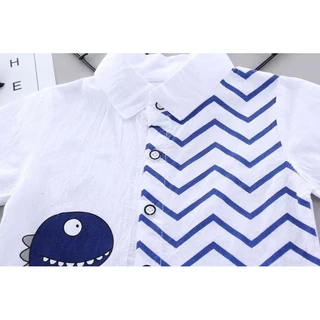 เสื้อผ้าแฟชั่นเด็กผู้ชาย1-5ขวบ เสื้อเชิ้ต+กางเกงset2ชิ้น
