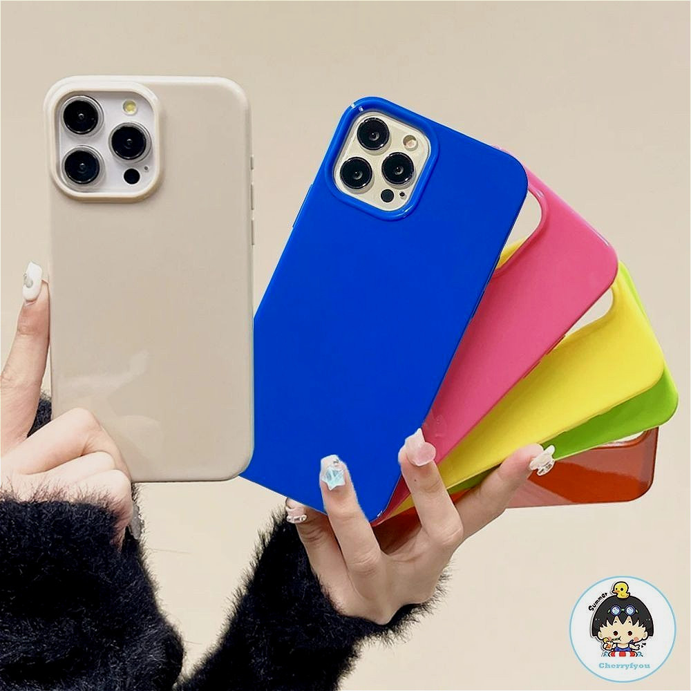 Simple สีทึบGlossyเคสโทรศัพท์สําหรับIPhone 16 15 14 13 12 11 Pro Max XS XR 8 7 Plus Ultra Thinชาร์จไร้สายSoft TPUปกหลัง