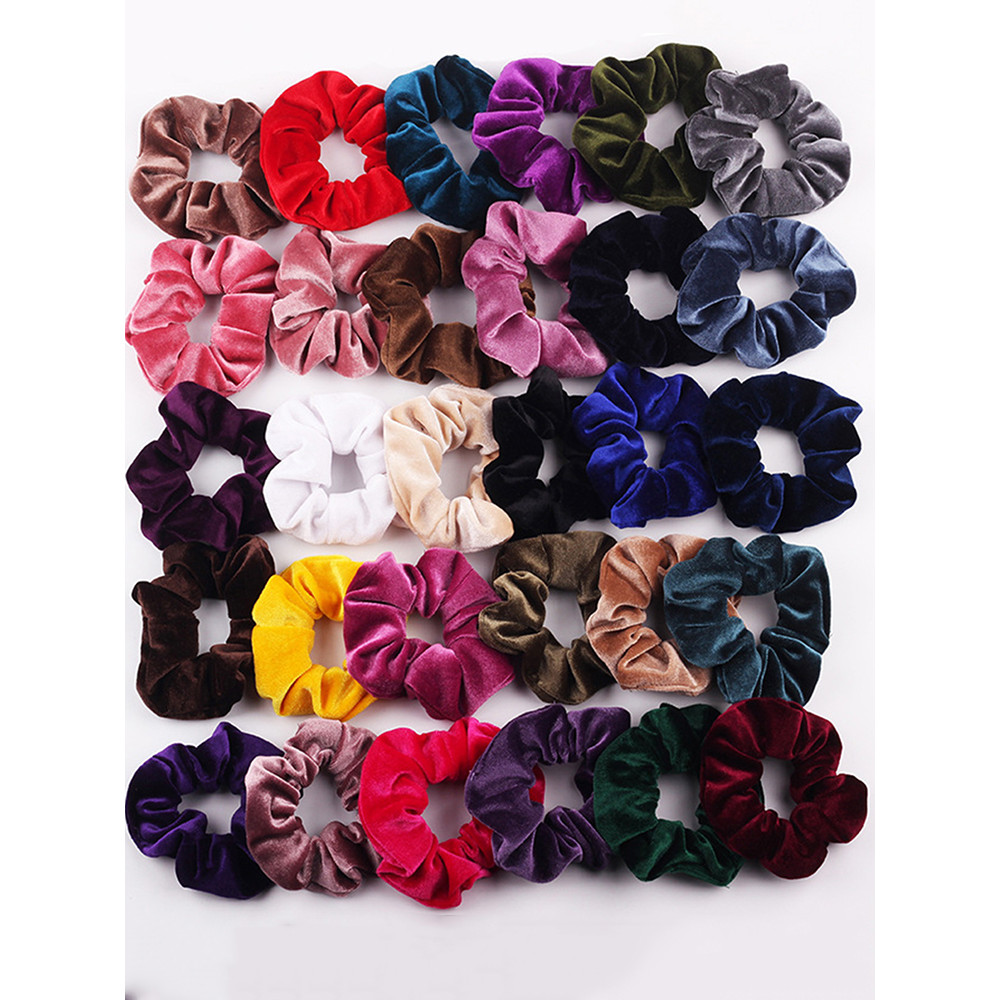 1pc ยืดหยุ่นผม Ties ยางแหวนกํามะหยี่ Scrunchies อุปกรณ์เสริมคลาสสิก Elegant Band หางม้าเชือกสีทึบยืด