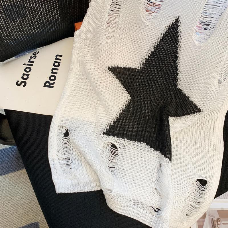 Dahong  เสื้อชั้นในสตรี ถักนิตติ้ง Summer star Tanks star jacquard ลําลองเก ๋ ถักแขนกุด Camisoles Hot Girl Top D611 - รูปที่ 3