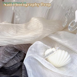 Tweettwehno เล็บการถ่ายภาพ Prop Aurora ไหลทองเส้นด้ายย่นตกแต่งมือถือพื้นหลังผ้า Fritillaria Prop TH